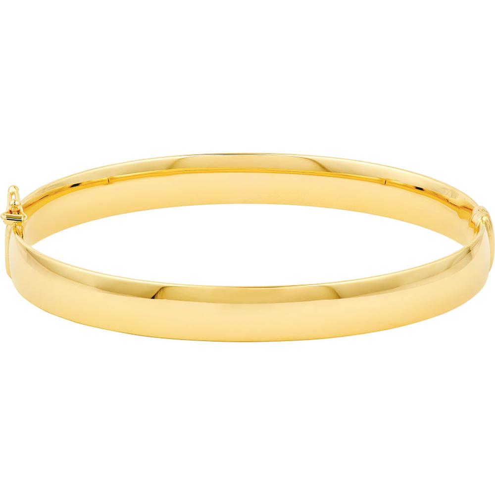 Olas d'Oro - 14K Yellow Gold 8mm Flat Oval Tube Bangle - 6.10 Grams