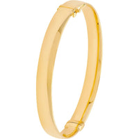 Olas d'Oro - 14K Yellow Gold 8mm Flat Oval Tube Bangle - 6.10 Grams