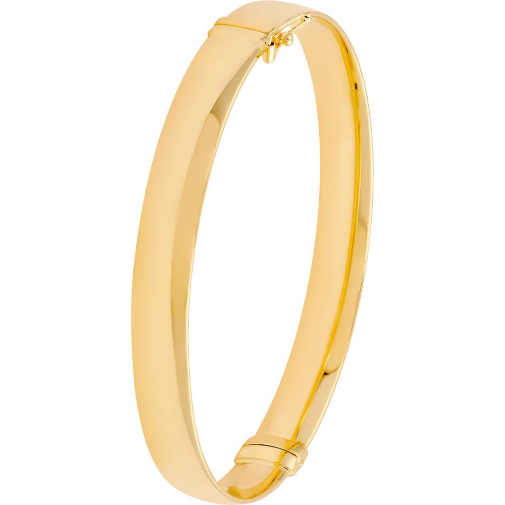 Olas d'Oro - 14K Yellow Gold 8mm Flat Oval Tube Bangle - 6.10 Grams