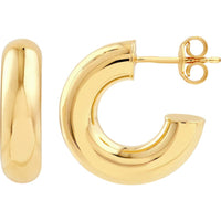 Olas d'Oro - 14K Yellow Gold 8mm Polished Tubular Hoop Earrings - 2.14 Grams Total Weight