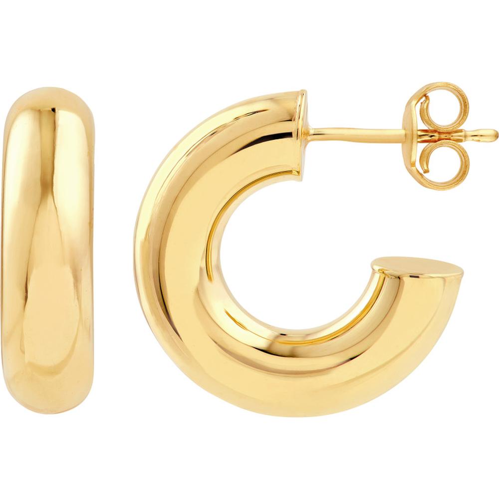 Olas d'Oro - 14K Yellow Gold 8mm Polished Tubular Hoop Earrings - 2.14 Grams Total Weight