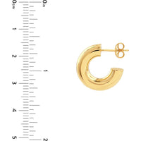 Olas d'Oro - 14K Yellow Gold 8mm Polished Tubular Hoop Earrings - 2.14 Grams Total Weight