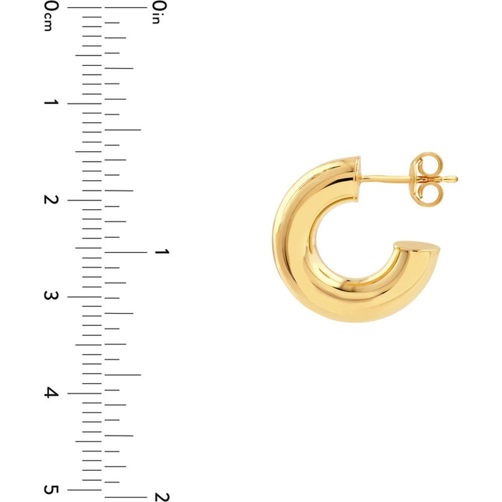 Olas d'Oro - 14K Yellow Gold 8mm Polished Tubular Hoop Earrings - 2.14 Grams Total Weight