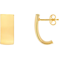 Olas d'Oro - 14K Yellow Gold 8mm Small Flat Oval Tube J Hoop Earrings - 1.60 Grams Total Weight