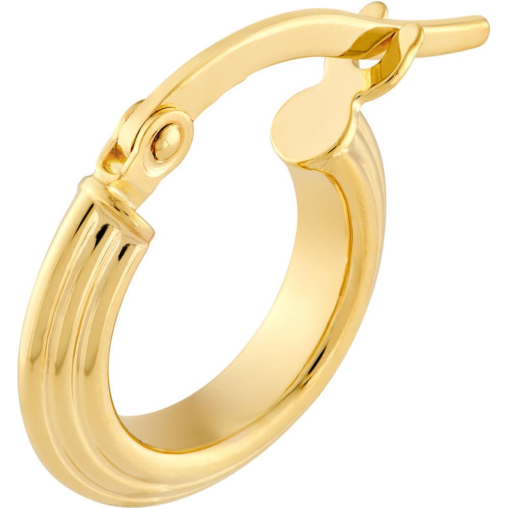 Olas d'Oro - 14K Yellow Gold 8mm Triangle Tube Hammered Hoop Earrings with Hinge Closure