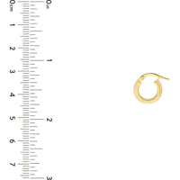 Olas d'Oro - 14K Yellow Gold 8mm Triangle Tube Hammered Hoop Earrings with Hinge Closure
