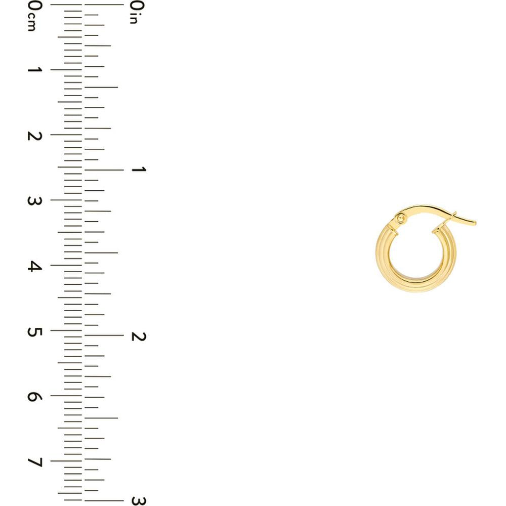 Olas d'Oro - 14K Yellow Gold 8mm Triangle Tube Hammered Hoop Earrings with Hinge Closure