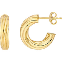 Olas d'Oro - 14K Yellow Gold 8mm Twisted Open Hoop Earrings