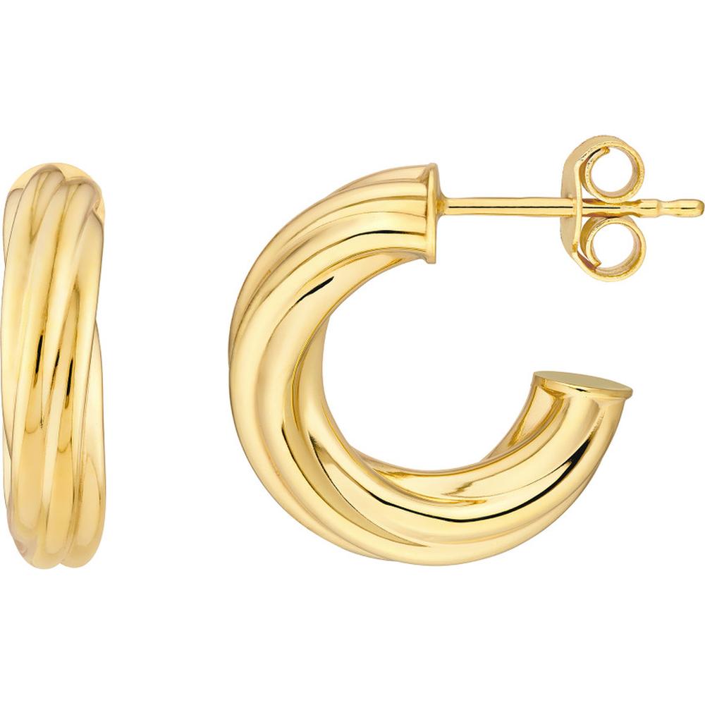 Olas d'Oro - 14K Yellow Gold 8mm Twisted Open Hoop Earrings