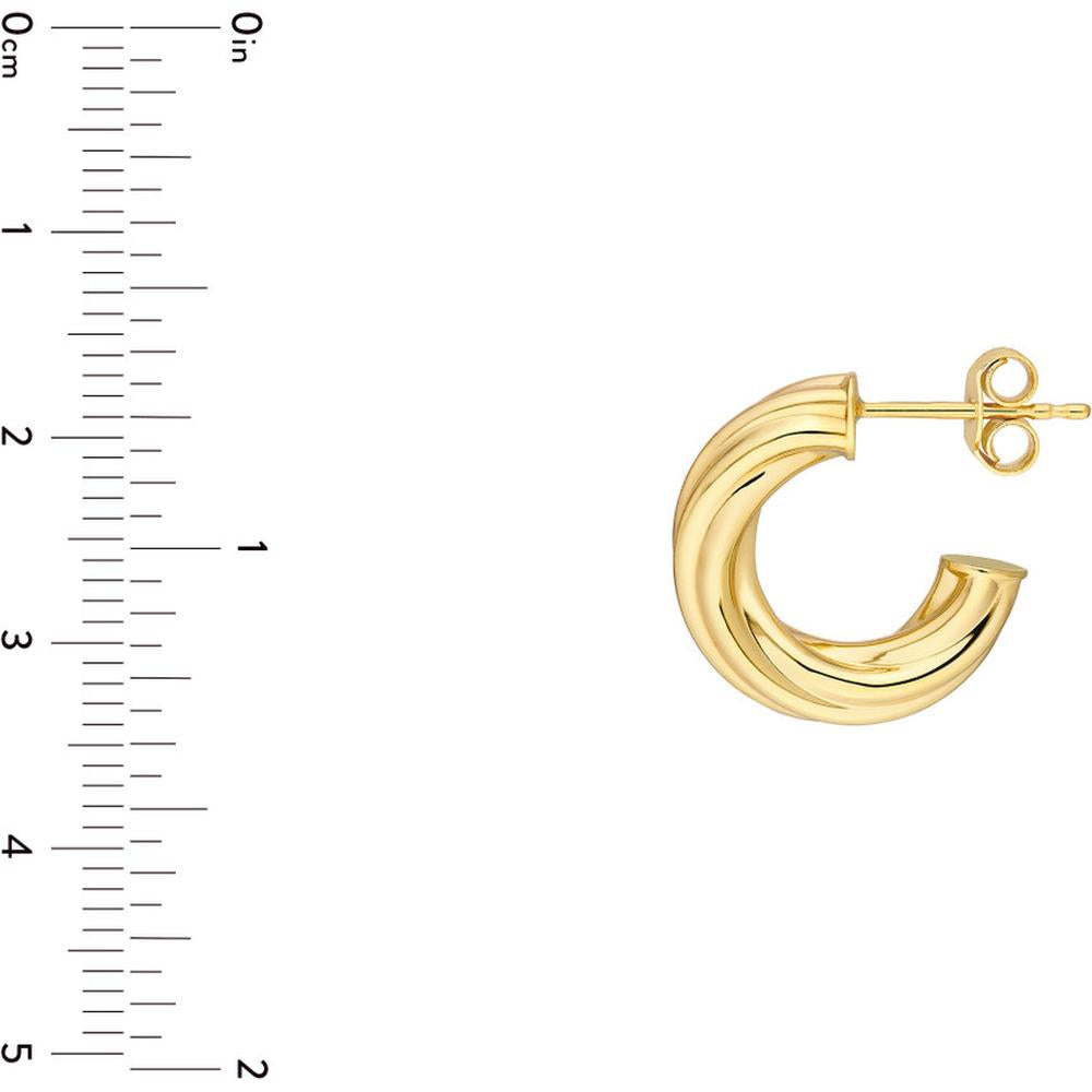 Olas d'Oro - 14K Yellow Gold 8mm Twisted Open Hoop Earrings