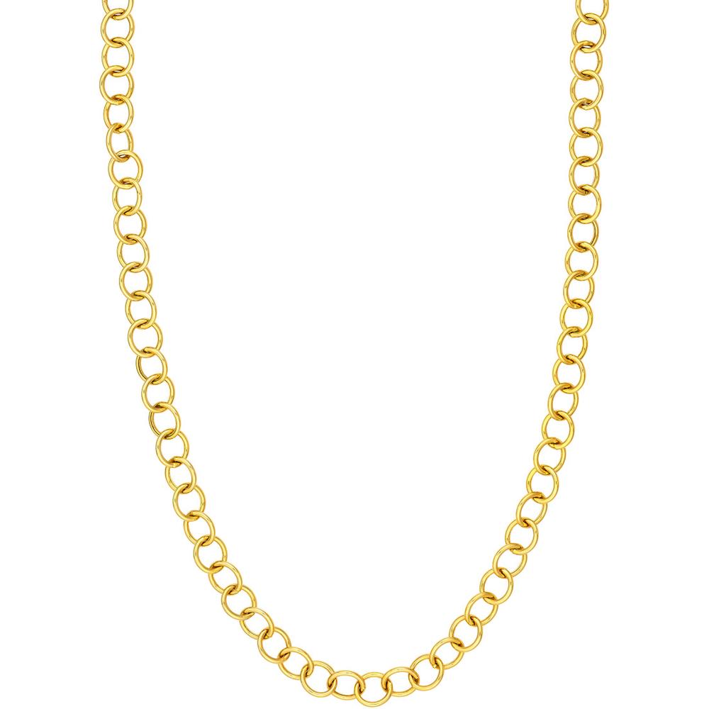 Olas d'Oro - 14K Yellow Gold 9.30mm Hollow Rounded Wire Link Chain Necklace - 18 Inches, 14.84g