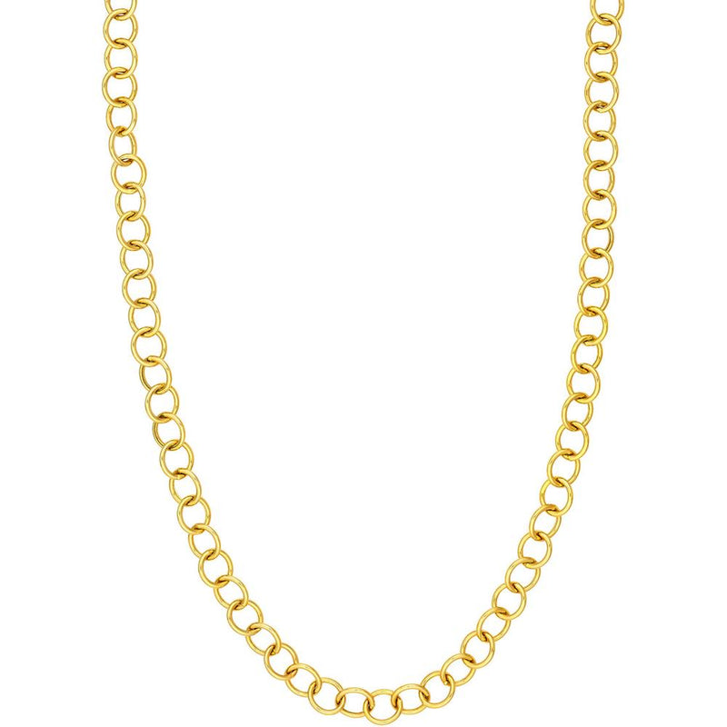 Olas d'Oro - 14K Yellow Gold 9.30mm Hollow Rounded Wire Link Chain Necklace - 18 Inches, 14.84g