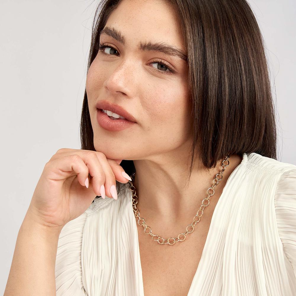 Olas d'Oro - 14K Yellow Gold 9.30mm Hollow Rounded Wire Link Chain Necklace - 18 Inches, 14.84g