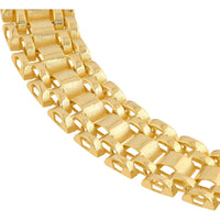 Olas d'Oro - 14K Yellow Gold 9.55mm Brick Pattern Bracelet with Spring Ring Closure - 12.10 Grams Total Weight