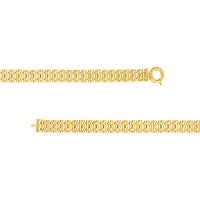 Olas d'Oro - 14K Yellow Gold 9.55mm Brick Pattern Bracelet with Spring Ring Closure - 12.10 Grams Total Weight