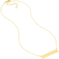 Olas d'Oro - 14K Yellow Gold Adjustable 18" Bar Necklace with 2pt Diamond Accent