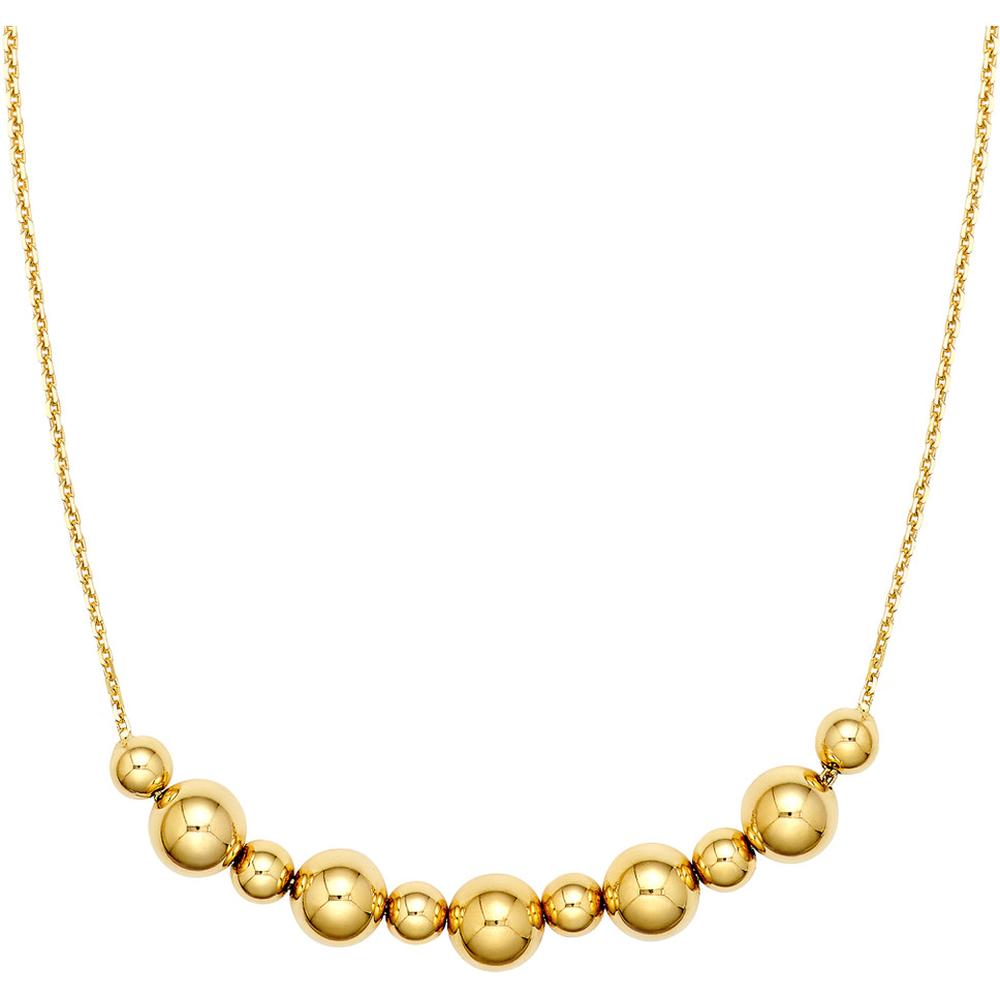 Olas d'Oro - 14K Yellow Gold Adjustable Alternating Bead Necklace - 4.77 Grams Total Weight