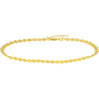 Olas d'Oro - 14K Yellow Gold Adjustable Anklet with Polished Full Disks - 4mm Width