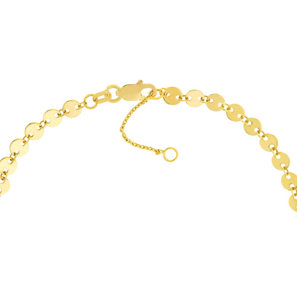 Olas d'Oro - 14K Yellow Gold Adjustable Anklet with Polished Full Disks - 4mm Width