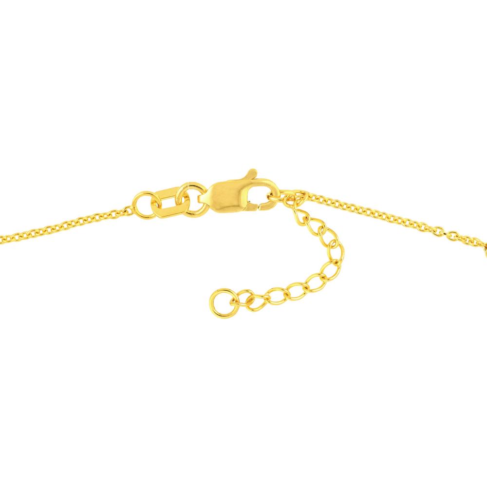 Olas d'Oro - 14K Yellow Gold Adjustable Anklet with Virgin Mary and Cross - 2.73 Grams