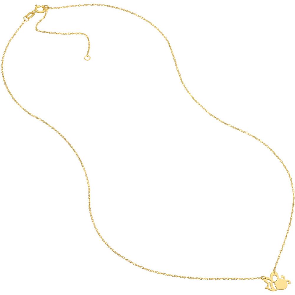 Olas d'Oro - 14K Yellow Gold Adjustable Bee Pendant Necklace for Women