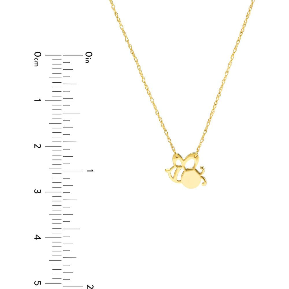 Olas d'Oro - 14K Yellow Gold Adjustable Bee Pendant Necklace for Women