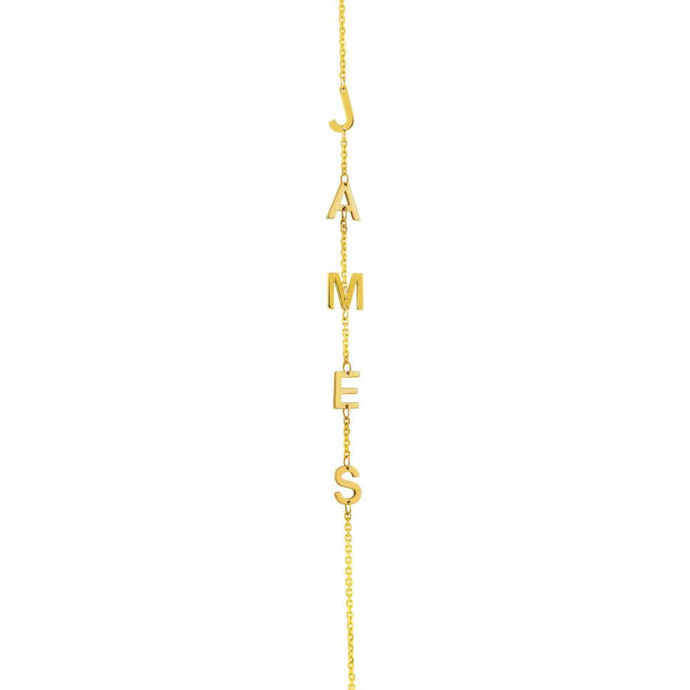 Olas d'Oro - 14K Yellow Gold Adjustable Block Initials Bracelet - 1.35 Grams Weight