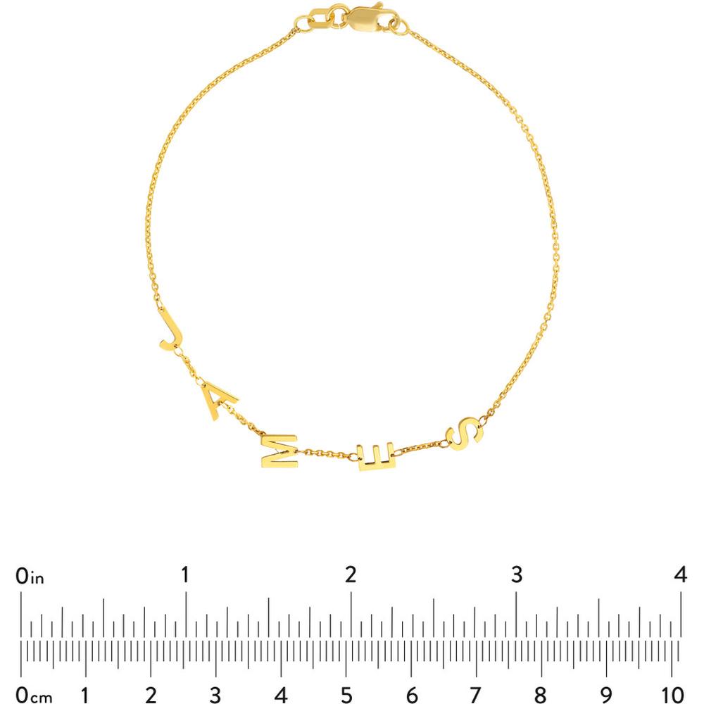 Olas d'Oro - 14K Yellow Gold Adjustable Block Initials Bracelet - 1.35 Grams Weight