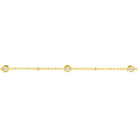 Olas d'Oro - 14K Yellow Gold Adjustable Bracelet with Bezel Set Diamonds - 0.12 Carat Total Diamond Weight