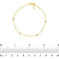 Olas d'Oro - 14K Yellow Gold Adjustable Bracelet with Bezel Set Diamonds - 0.12 Carat Total Diamond Weight