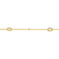 Olas d'Oro - 14K Yellow Gold Adjustable Bracelet with Diamond Marquise Bezels and Beads - 0.12 Carat Total Diamond Weight