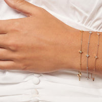 Olas d'Oro - 14K Yellow Gold Adjustable Bracelet with Diamond Star Bezel Stations - 0.12 Carat Total Diamond Weight