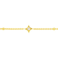 Olas d'Oro - 14K Yellow Gold Adjustable Bracelet with Diamond Star Bezel Stations - 0.12 Carat Total Diamond Weight