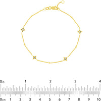 Olas d'Oro - 14K Yellow Gold Adjustable Bracelet with Diamond Star Bezel Stations - 0.12 Carat Total Diamond Weight