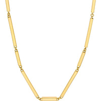 Olas d'Oro - 14K Yellow Gold Adjustable Chain Necklace with Polished Square Bar Stations - 7.52 Grams
