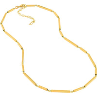 Olas d'Oro - 14K Yellow Gold Adjustable Chain Necklace with Polished Square Bar Stations - 7.52 Grams