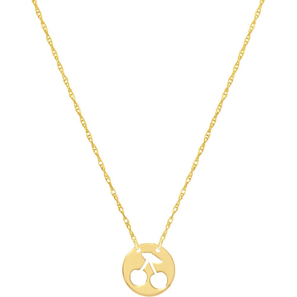 Olas d'Oro - 14K Yellow Gold Adjustable Cherry Cutout Mini Disk Necklace