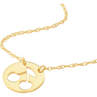 Olas d'Oro - 14K Yellow Gold Adjustable Cherry Cutout Mini Disk Necklace