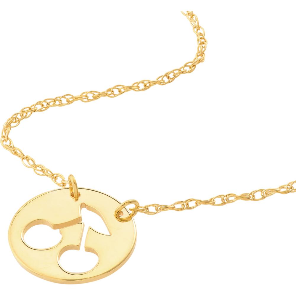 Olas d'Oro - 14K Yellow Gold Adjustable Cherry Cutout Mini Disk Necklace