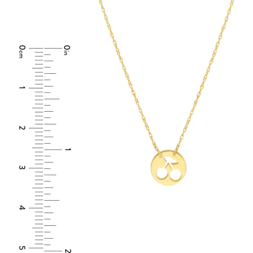 Olas d'Oro - 14K Yellow Gold Adjustable Cherry Cutout Mini Disk Necklace