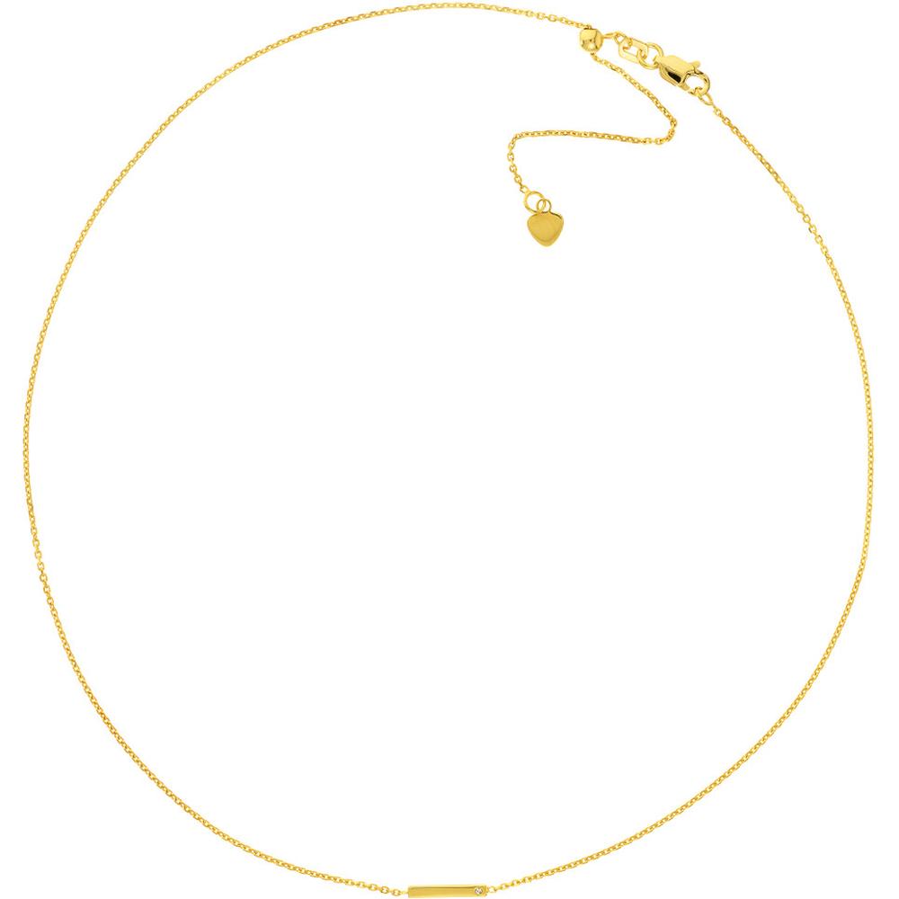 Olas d'Oro - 14K Yellow Gold Adjustable Choker with 10mm Staple Bar and 0.01 Carat Diamond