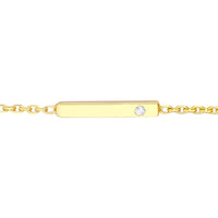 Olas d'Oro - 14K Yellow Gold Adjustable Choker with 10mm Staple Bar and 0.01 Carat Diamond