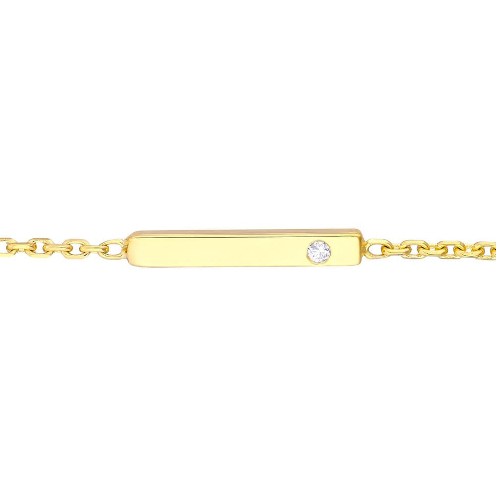 Olas d'Oro - 14K Yellow Gold Adjustable Choker with 10mm Staple Bar and 0.01 Carat Diamond