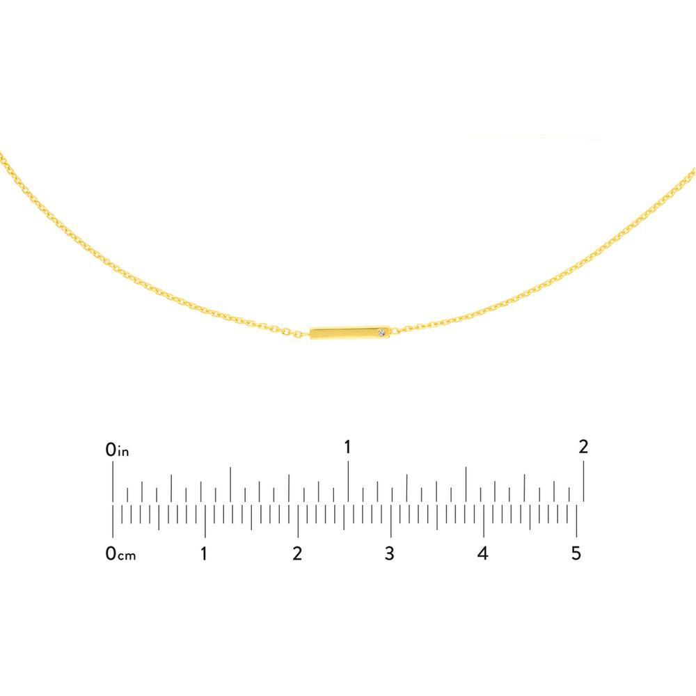 Olas d'Oro - 14K Yellow Gold Adjustable Choker with 10mm Staple Bar and 0.01 Carat Diamond