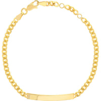 Olas d'Oro - 14K Yellow Gold Adjustable Curb Chain Bracelet with Initial ID Plate