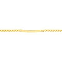 Olas d'Oro - 14K Yellow Gold Adjustable Curb Chain Bracelet with Initial ID Plate