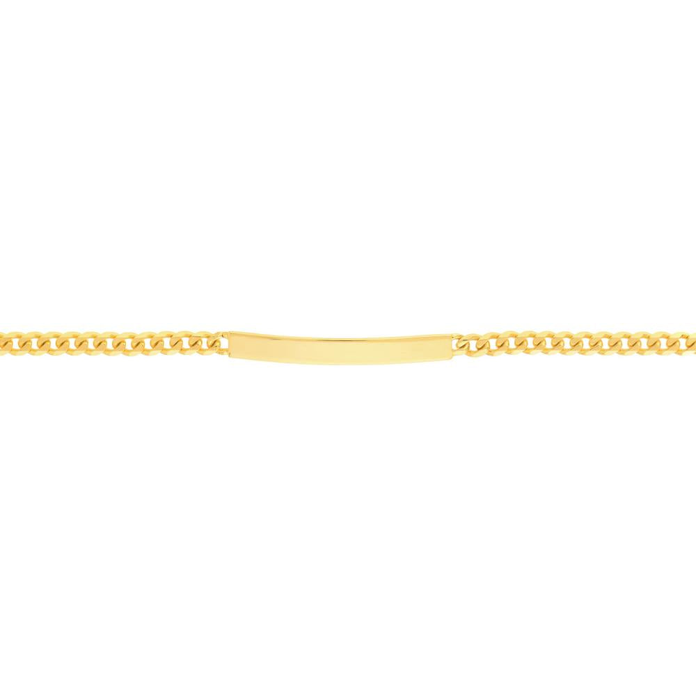Olas d'Oro - 14K Yellow Gold Adjustable Curb Chain Bracelet with Initial ID Plate