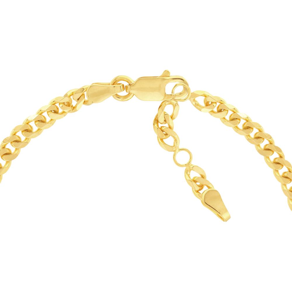 Olas d'Oro - 14K Yellow Gold Adjustable Curb Chain Bracelet with Initial ID Plate