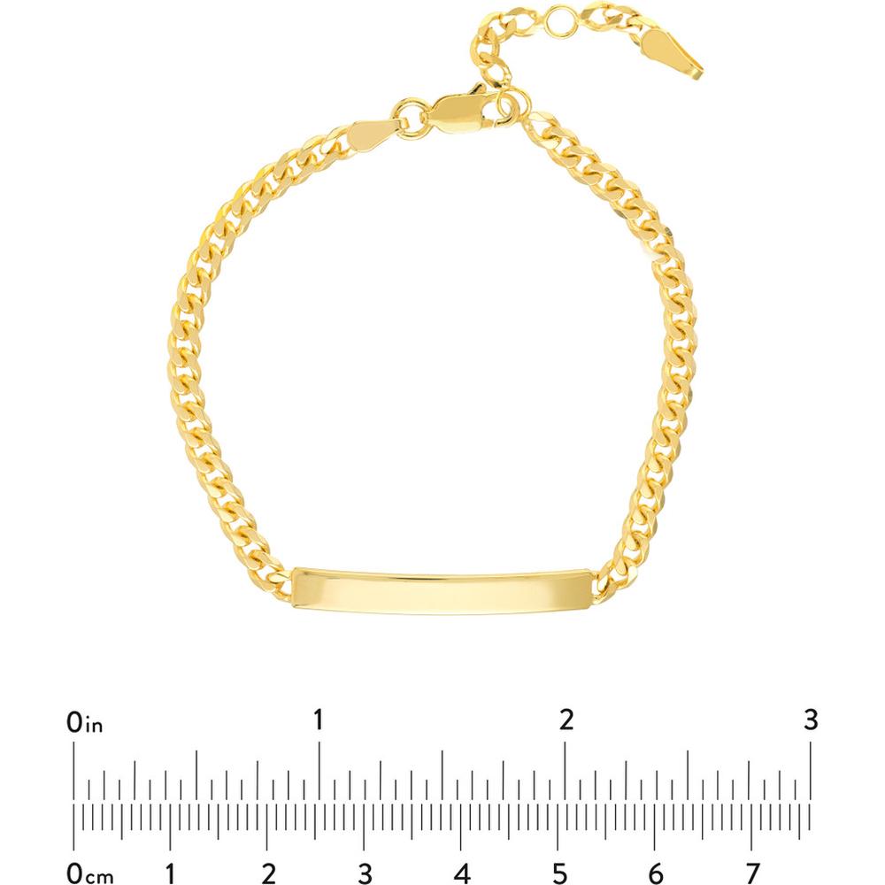 Olas d'Oro - 14K Yellow Gold Adjustable Curb Chain Bracelet with Initial ID Plate