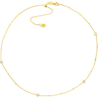 Olas d'Oro - 14K Yellow Gold Adjustable CZ Bezels Saturn Chain Choker Necklace